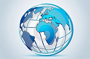 a blue and white globe with a map of the world on it