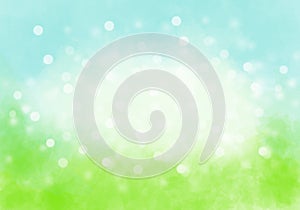 Blue, white and green bokeh lights image. Sparkling circles abstract background, defocused background