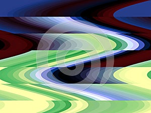 Blue white green liquid geometries shapes texture, abstract background