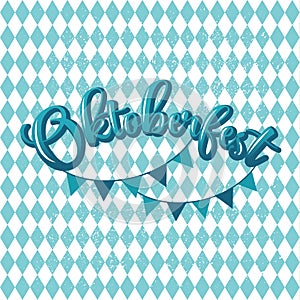 Blue and white header with scribble pattern and text Oktoberfest. Vector illustration.