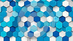 Blue and white hexagon tiles