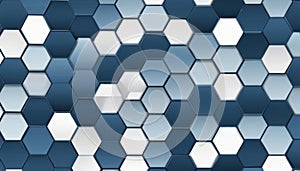 A blue and white hexagonal patterned wall