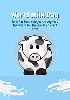 Blue and White Illustrative World Milk Day (Poster photo