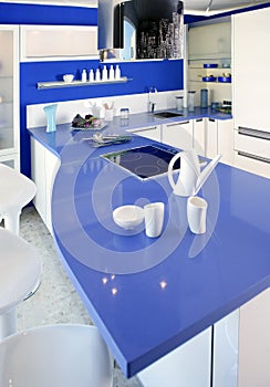 Blue white kitchen modern interior design house