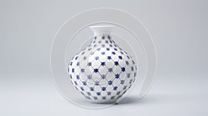 Japanese Porcelain Vase With Blue Diamond Pattern - 3d Model photo
