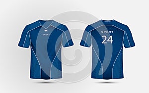 Blue and white layout football sport t-shirt, kits, jersey, shirt design template.