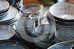 Blue white marble pattern ceramic porcelain dinnerware plates dishes