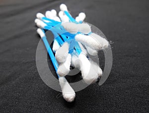 Blue and white medical steril cotton swabs photo