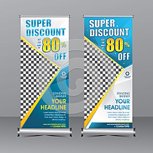 Blue and white modern standing banner template