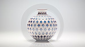 Blue And White Patterned Vase Inspired By Eliasson And Hatoum