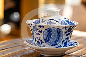 Blue and white porcelain tea cup