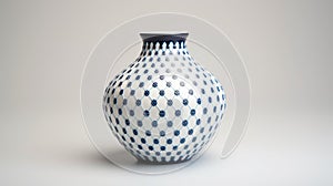 Blue And White Porcelain Vase With Symmetrical Grid Design