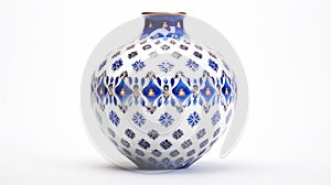 Blue And White Qajar Art Vase With Symmetrical Designs