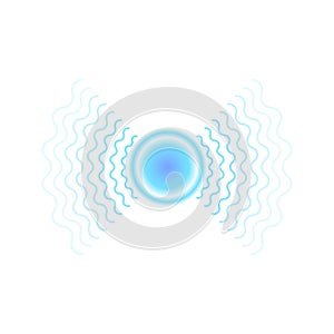 Blue and white rings. Sound wave wallpaper. Radio station signal. Circle spin vector background. Line texture.