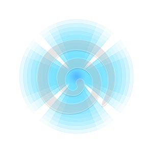 Blue and white rings. Sound wave wallpaper. Radio station signal. Circle spin vector background. Line texture.