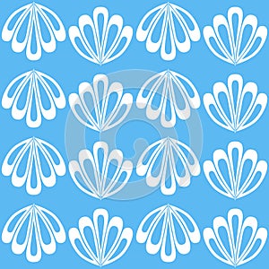 Blue white seamless pattern background with shell for product design and decoration