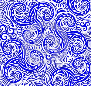 Blue and white seamless pattern with trickle.