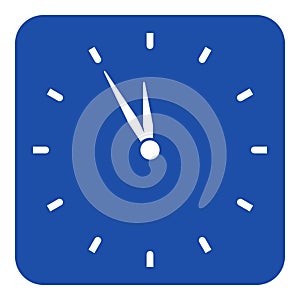 Blue, white sign - last minute clock icon