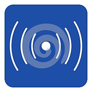 Blue, white sign - sound, vibration symbol icon