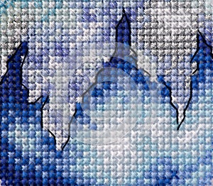 Blue, white and silver cross stitch background