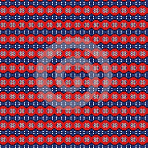 Blue white silvery red love bright bright decorative playful shapes geometries, repeated elegant design, textile illustration