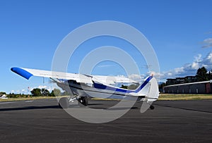 Propeller airplane ready to taxi