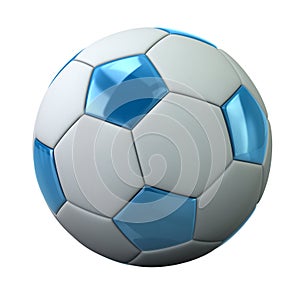 Blue and white soccer ball 3d illustration