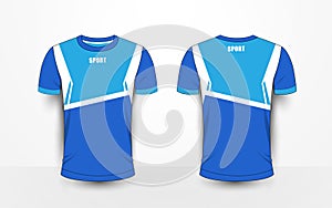 Blue and white sport football kits, jersey, t-shirt design template
