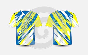Blue and White stripe pattern sport football kits, jersey, t-shirt design template photo