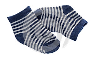 Blue and white striped baby socks