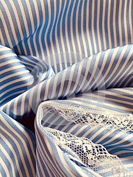 Blue and white striped texture closeup