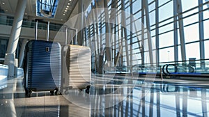 The blue and white suitcases. AI generated