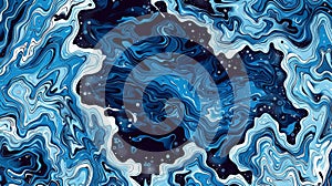 A blue and white swirls on a black background, AI