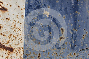 Blue and white texture background of rusty metal