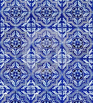 Blue White Tiles Pattern Background