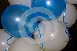Blue and white transparent ball celebrate