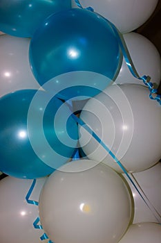 Blue and white transparent ball celebrate