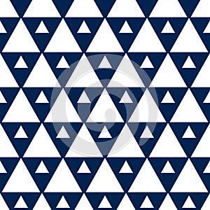 Blue and white triangles geometric abstract seamless pattern, vector