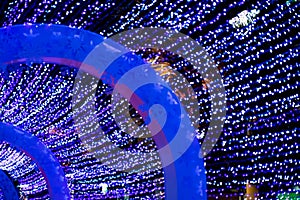 Blue and white tunel line Lighting illumination and decoration items bokeh