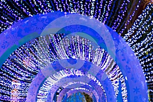 Blue and white tunel line Lighting illumination and decoration items bokeh