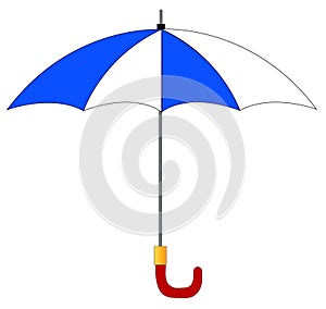 Blue and white umbrella