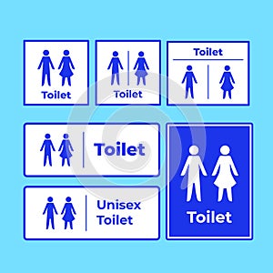 Blue and white unisex toilet sign age vector drawing