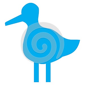 Blue and white vector graphic of a map symbol for a nature reserve. It shows a silhouette of a wading bird