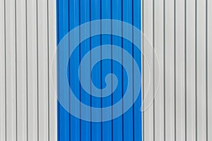 Blue white vertical lines sheet metal plate corrugated texture steel background