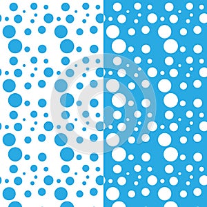 Blue and white water bubbles pattern. Cartoon style. Vector background