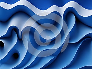 blue and white wave satin background, Wavy silk fabric folds into folds, 3d render of abstract folds of blue s, genera