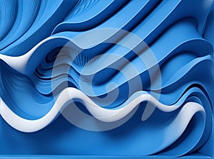 blue and white wave satin background, Wavy silk fabric folds into folds, 3d render of abstract folds of blue s, genera