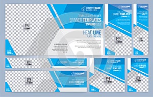 Blue and White Web banners templates, standard sizes with space for photo