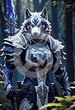 The Blue and White Wolf Warrior