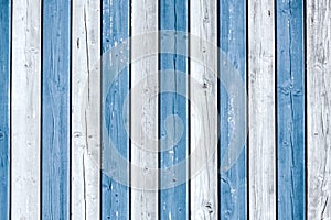 Blue, white wood planks background - wooden wall